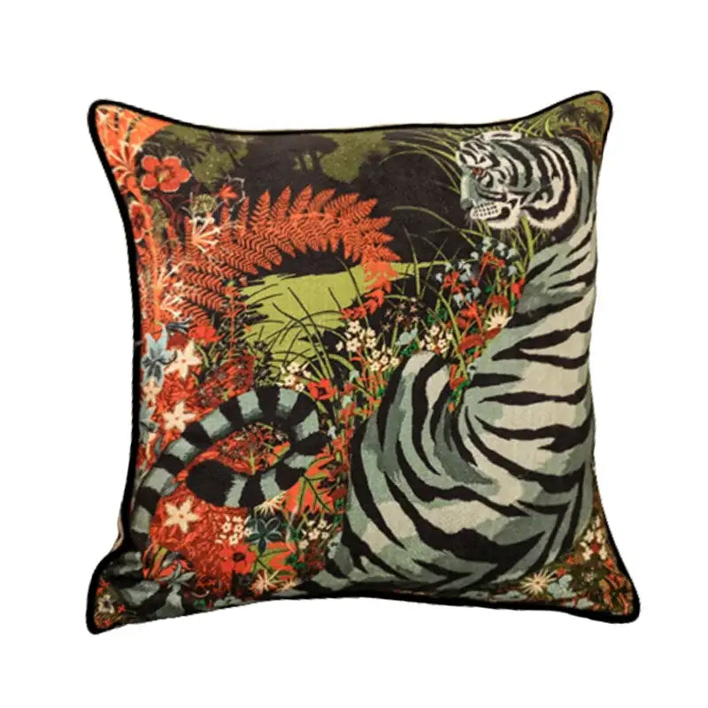 Embroidered elephant jungle paradise throw pillow – living room decor