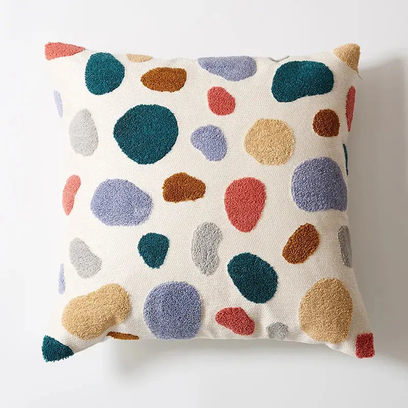 Embroidered floral dot pillow cover for living room home decor