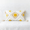 Embroidered geometric leaves pillow cover living room tasseled decor
