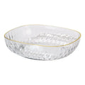 Emerald green crystal fruit plate dining room gold rim tray
