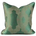 Emerald green geo jacquard cushion cover living room pillow