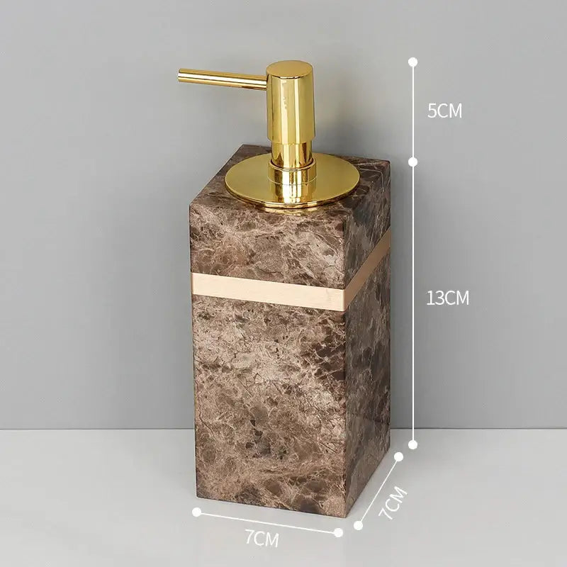 Emperador dark marble bathroom set brown & gold accessories