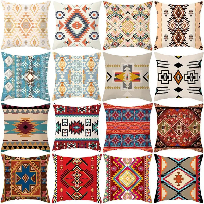 Ethnic bohemian geometric pillow cover living room throw decor