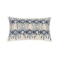 Ethnic geometric printed navy & white cushion cover living room tassels
