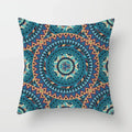 Ethnic geometric square pillowcase teal & gold living room decor