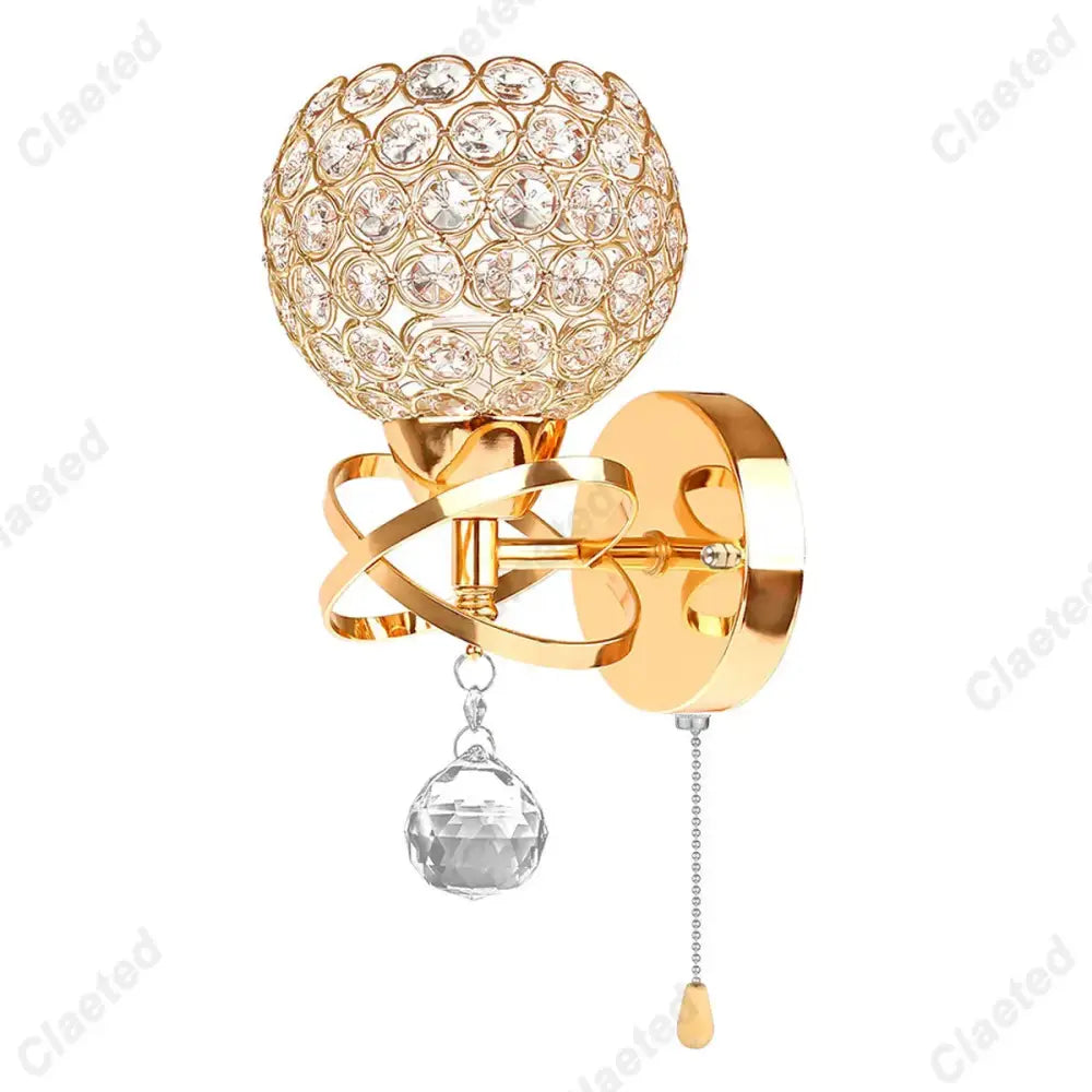 European gold crystal wall light bedroom sconce