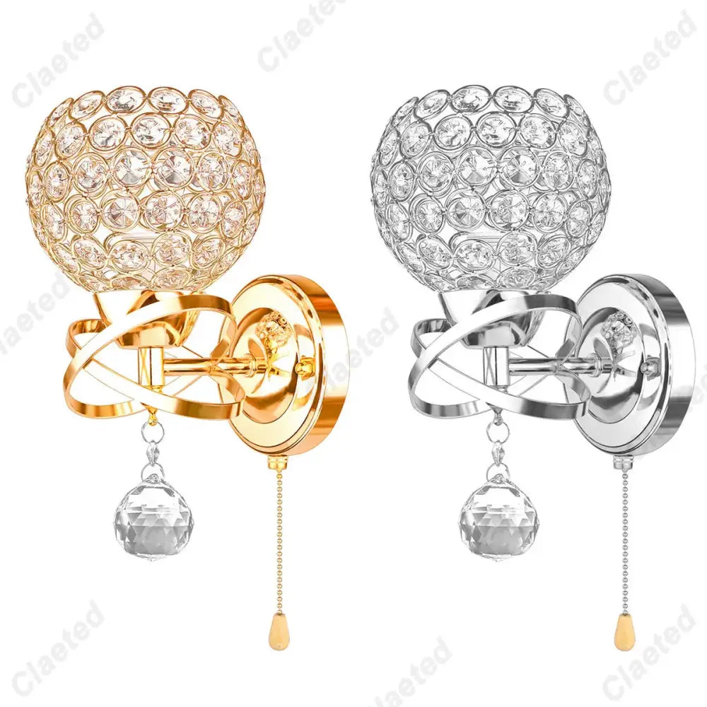 European gold crystal wall light bedroom sconce
