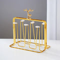 European gold deer glass storage rack with bamboo tray dining room