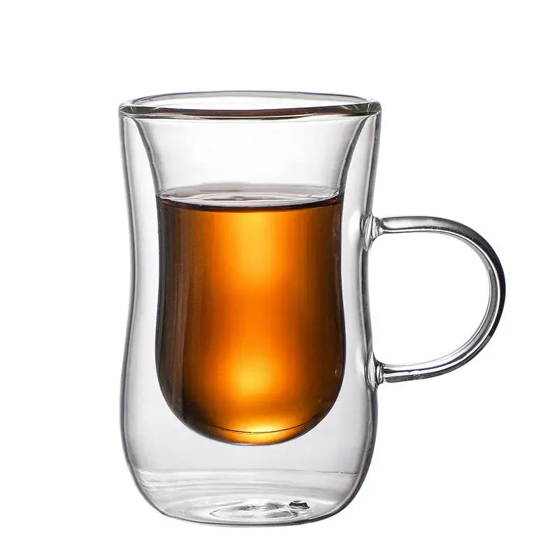European style clear double glass insulated tea cup set kitchenware