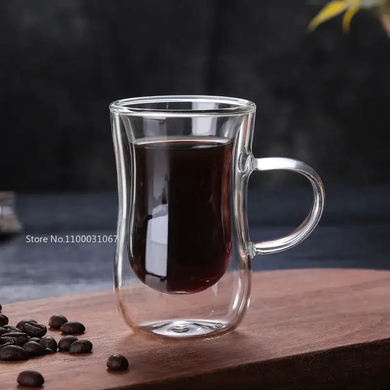 European style clear double glass insulated tea cup set kitchenware