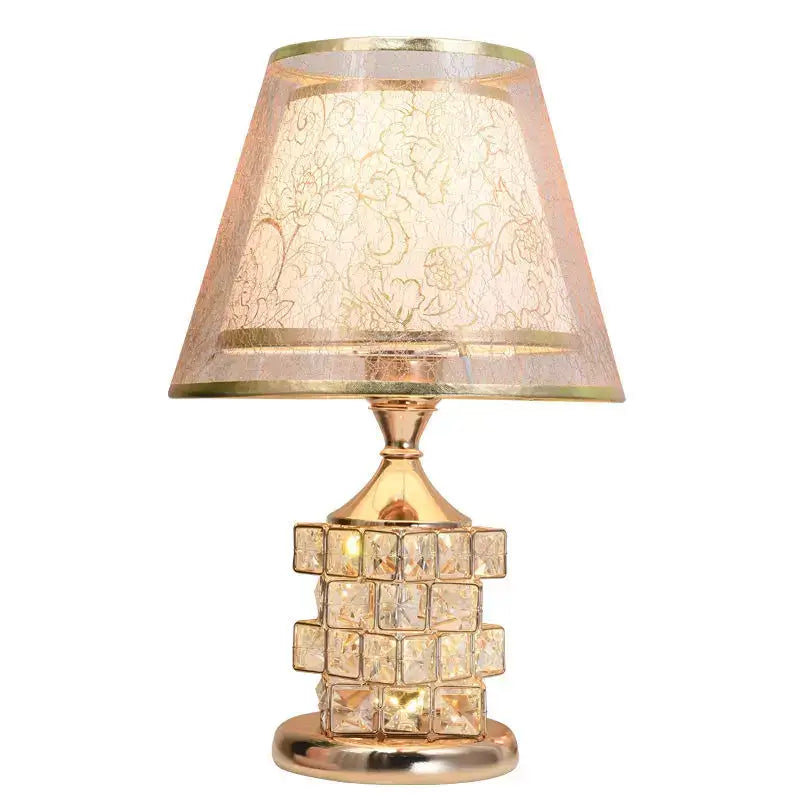 European style gold crystal table lamp bedroom lace decor