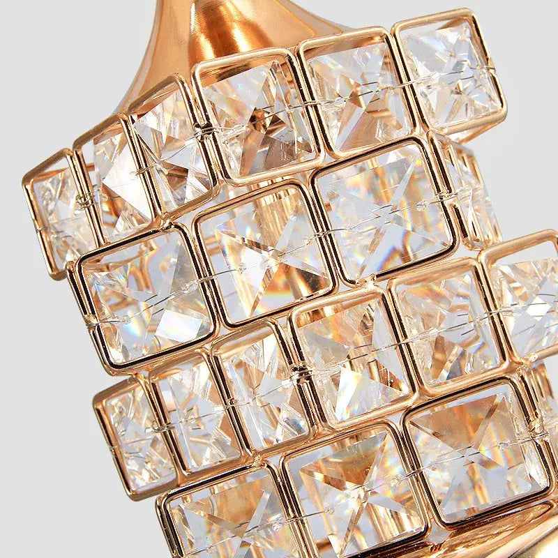 European style gold crystal table lamp bedroom lace decor