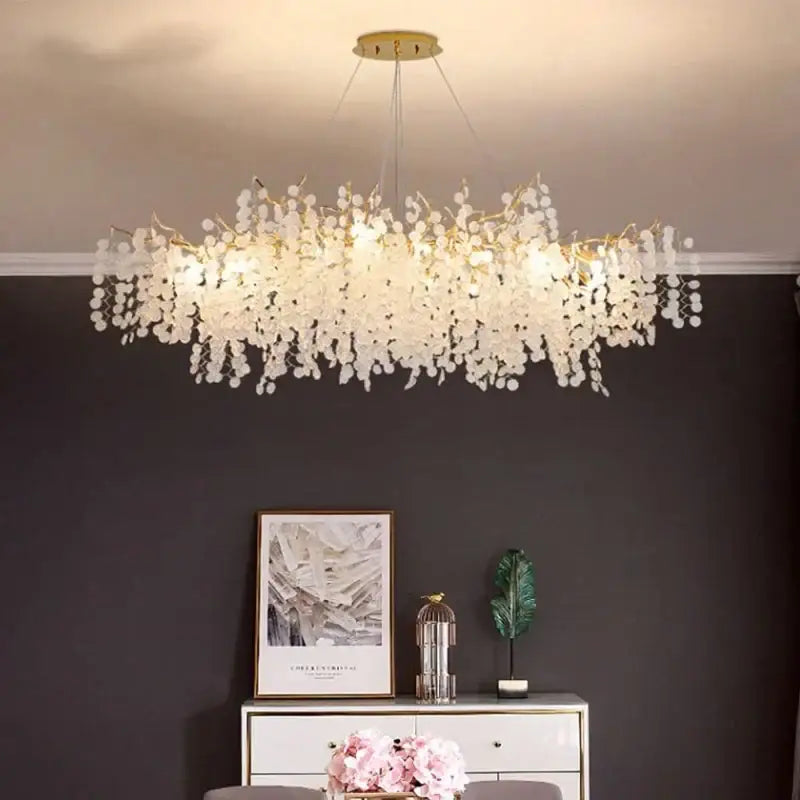 European style gold tree branch chandelier dining room crystal light