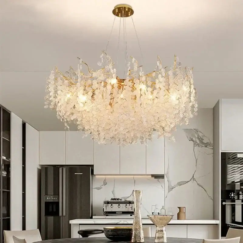 European style gold tree branch chandelier dining room crystal light