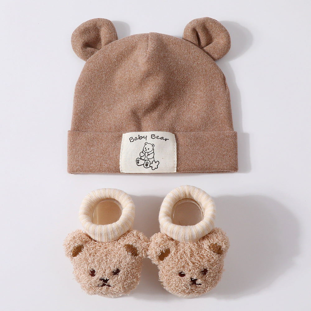 Baby Rabbit Ear Cap and Knitted Socks Set