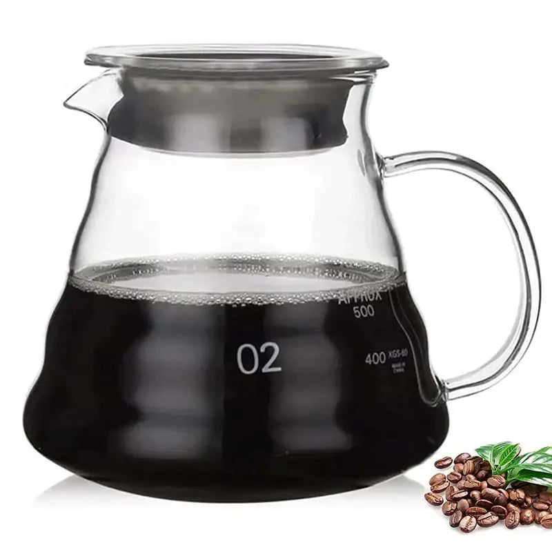 Faceted dark tinted diamond glass coffee carafe with filter cup kitchen