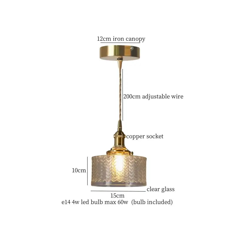 Faceted glass pleats led pendant light brass dining room