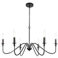 Farmhouse black 6-light chandelier dining room candle fixture