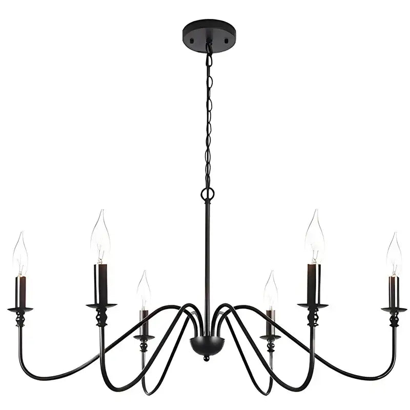 Farmhouse black 6-light chandelier dining room candle fixture