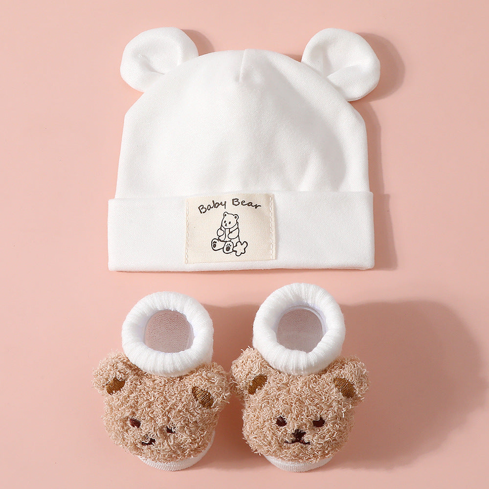 Baby Rabbit Ear Cap and Knitted Socks Set