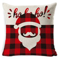 Festive red & black plaid elk print linen pillowcase living room decor