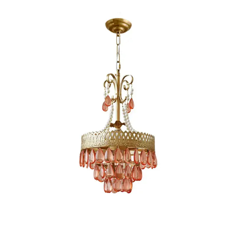 Filigree gold crystal led ceiling chandelier for dining room