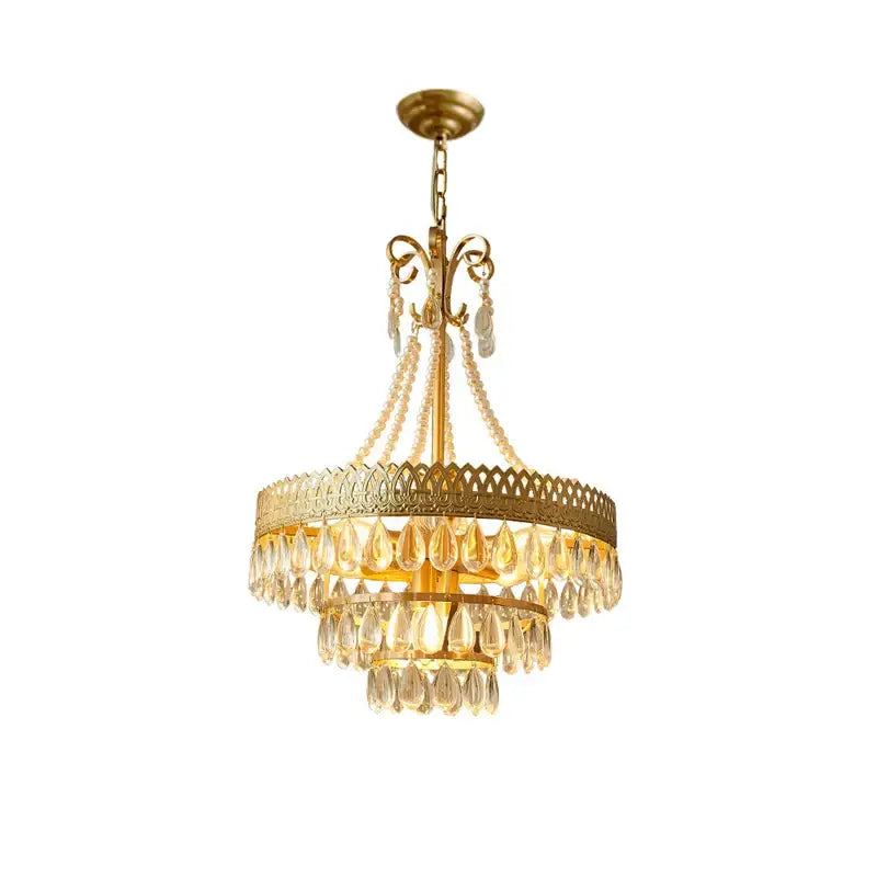 Filigree gold crystal led ceiling chandelier for dining room