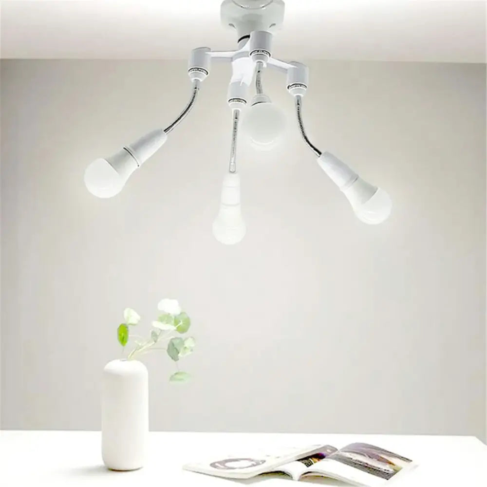 Flexible white & gold e27 base extension adaptor living room lamp accessory