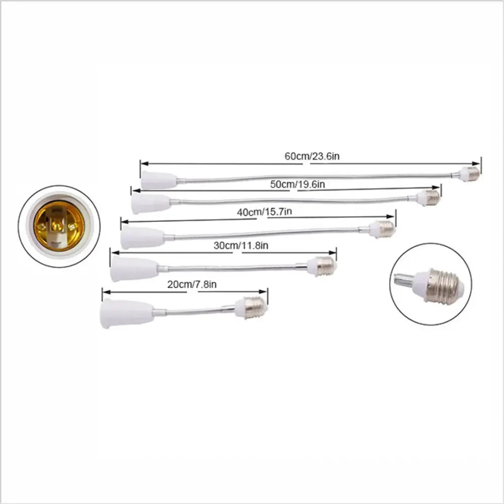 Flexible white & gold e27 base extension adaptor living room lamp accessory