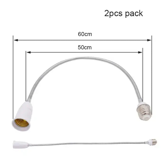 Flexible white & gold e27 base extension adaptor living room lamp accessory