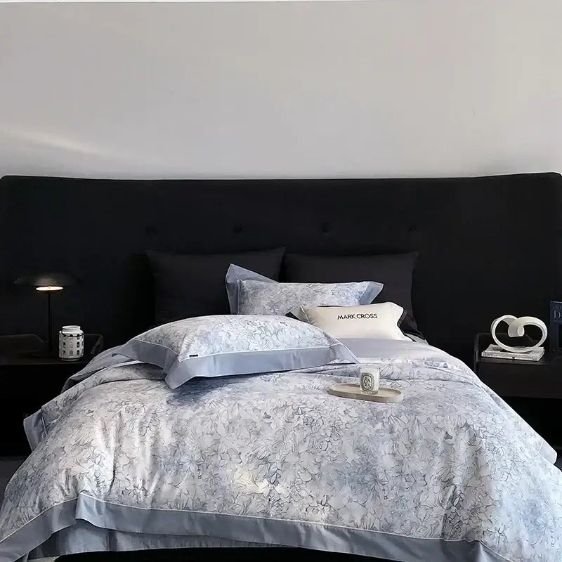 Floral blue & white egyptian cotton bedding sets – bedroom linens