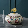 Floral ceramic jewelry box with dragonfly lid bedroom storage jar