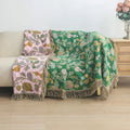 Floral cotton bohemian throw blanket – bedroom multi-color cover