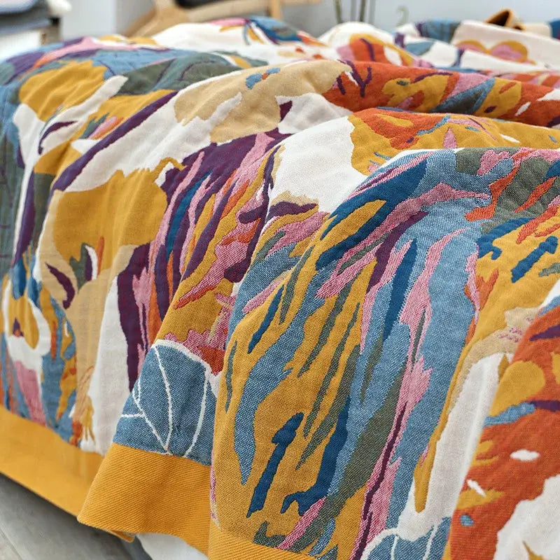 Floral cotton summer blanket and pillow set bedroom decor