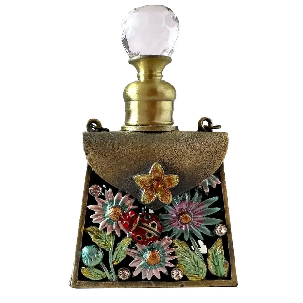 Floral enamel perfume bottles with crystal stopper bedroom decor
