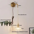 Floral glass copper led wall sconce bathroom light