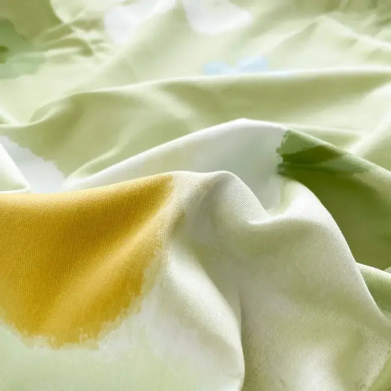 Floral mint green cotton duvet cover bedroom bedding set
