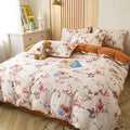 Floral pink & blue flower print bedding set bedroom soft cotton