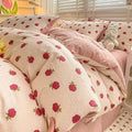 Floral pink & cream cotton flower printed comforter set bedroom bedding