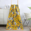 Floral yellow cotton gauze bath towel bathroom quick dry wrap