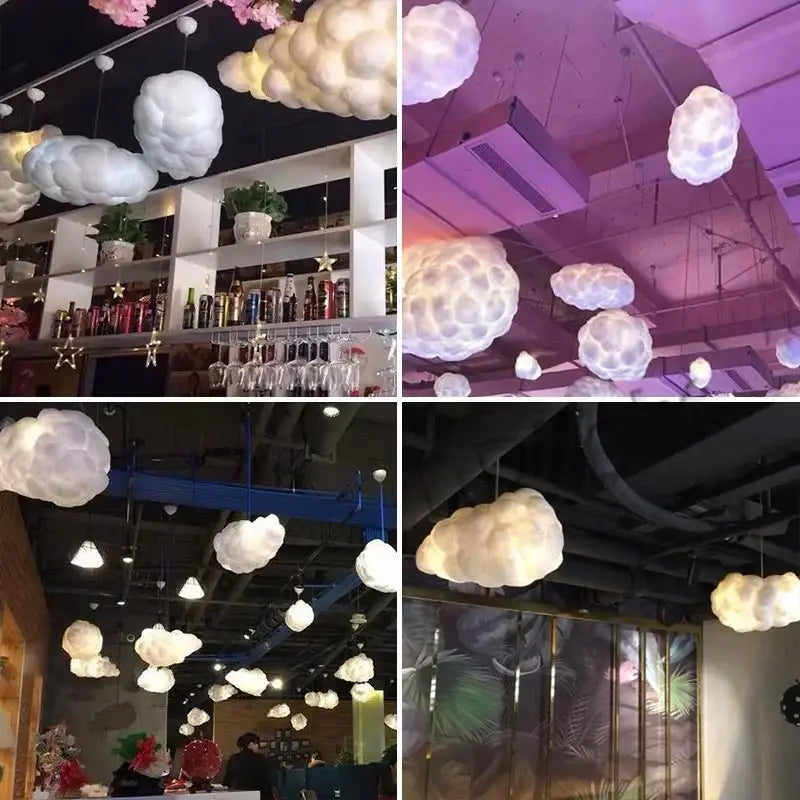 Fluffy white cloud ceiling chandelier bedroom pendant light