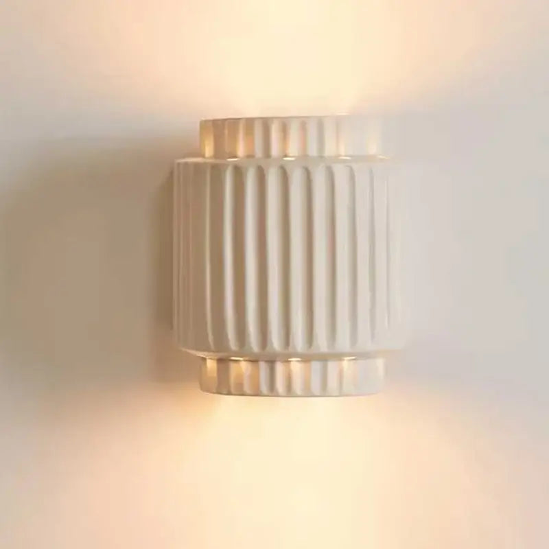 Fluted cream white led wall lamp for bedroom decor