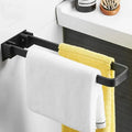 Foldable black & silver aluminum towel rack single layer bathroom bar