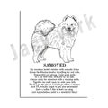 Framed black and white dog breed poetry poster set living room decor