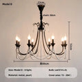 French black e14 candle chandelier pearl crystal living room light