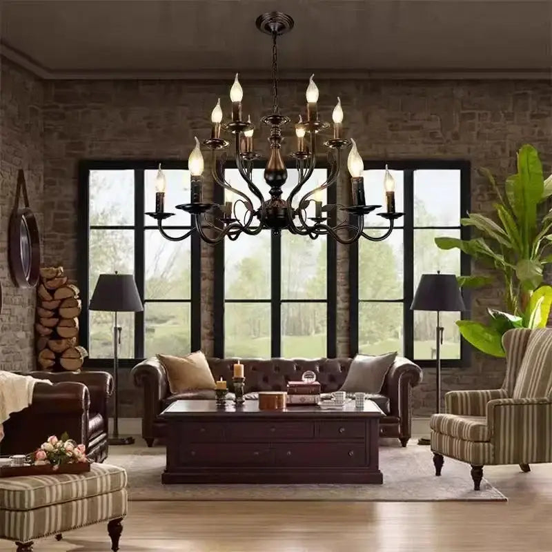 French candle chandelier antique bronze dining room lighting