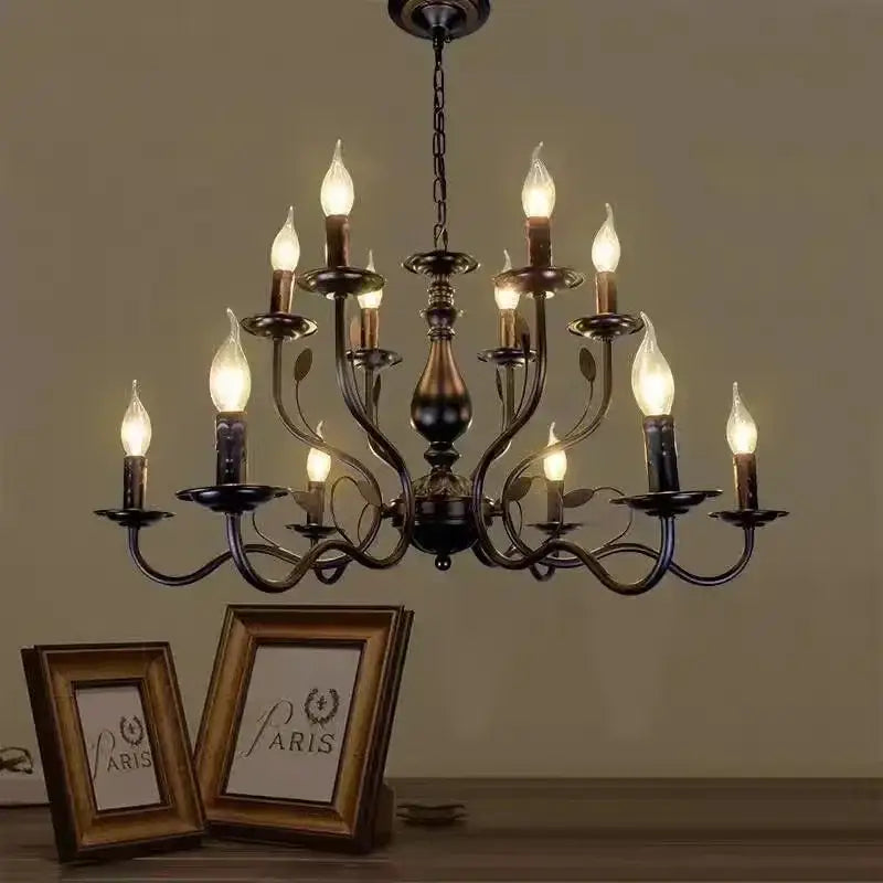 French candle chandelier antique bronze dining room lighting