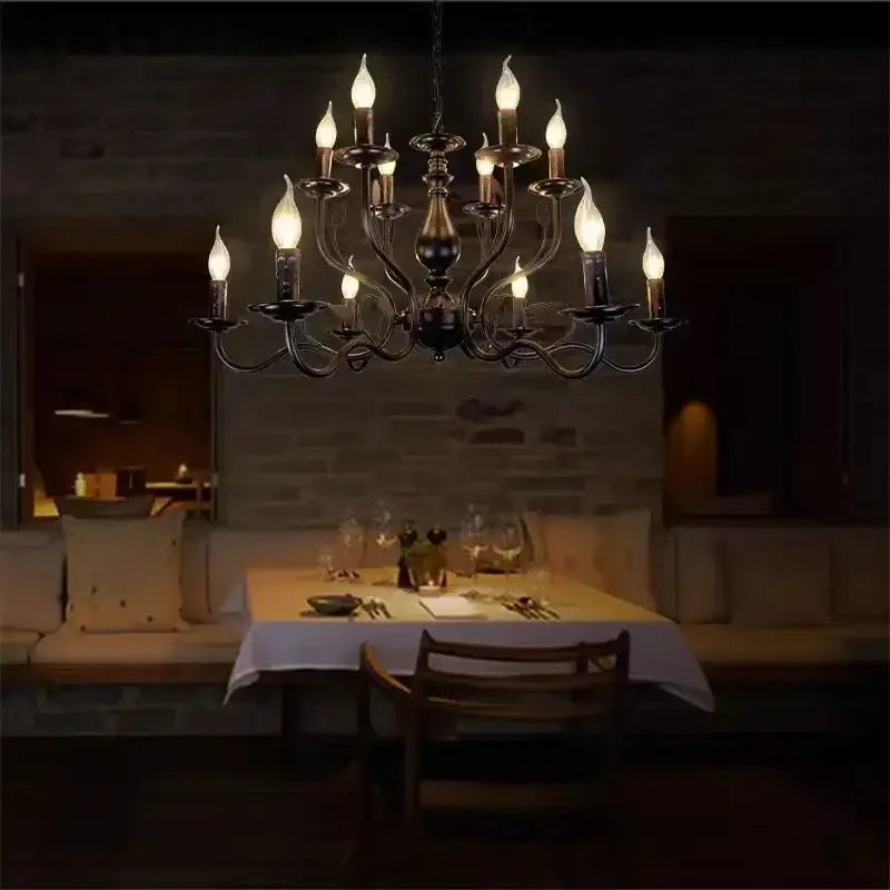 French candle chandelier antique bronze dining room lighting