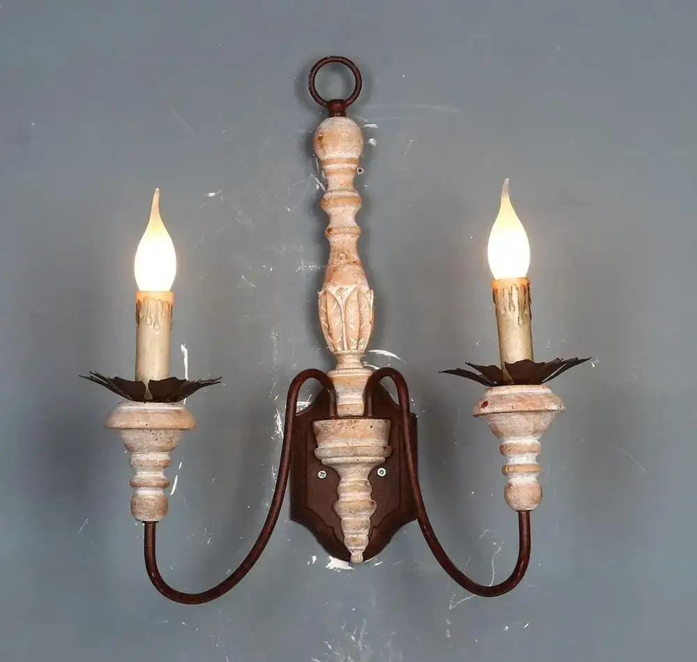 French country distressed white antique retro wall sconces bedroom