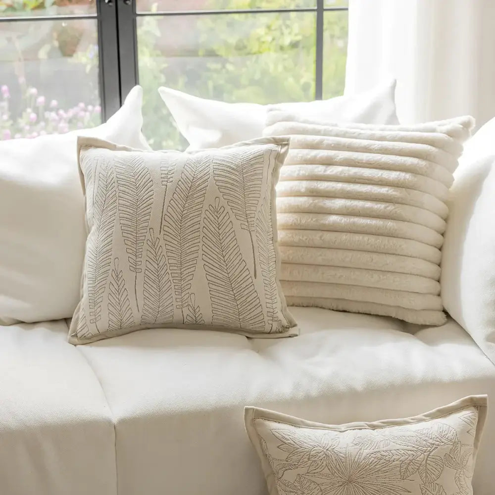 French cream jacquard floral pillow covers living room decor